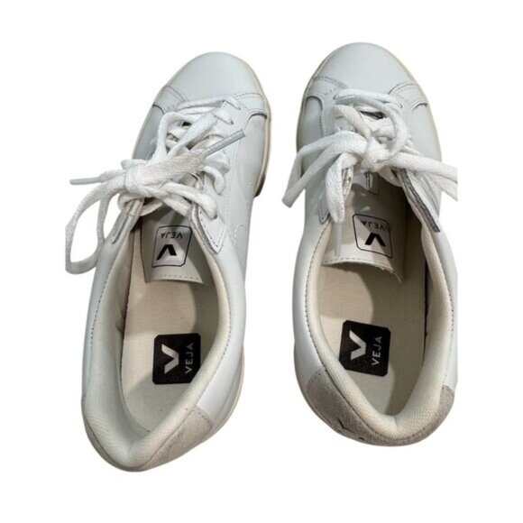EUC VEJA Esplar Women's White Leather Sneakers Size 9 - Picture 7 of 10